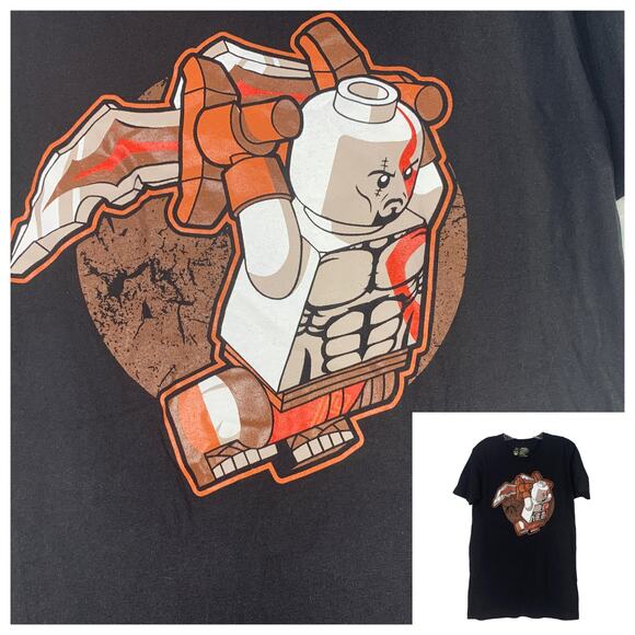 Tee Villain tshirt Lego Kratos God of War minifig mashup cotton unisex medium - Picture 1 of 5